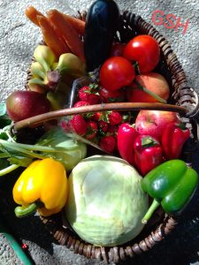 Korb mit Obst und Gemüse